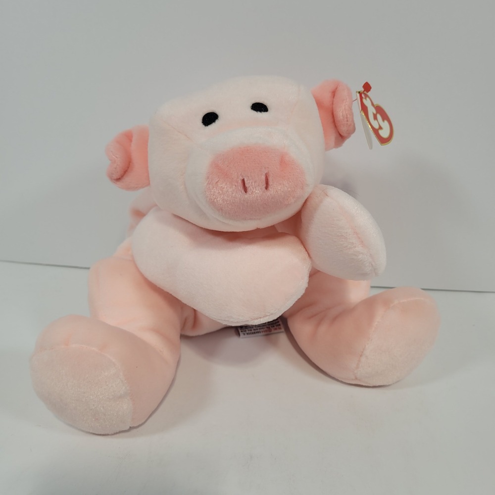 Vintage Ty Pillow Pals Oink Pig Pink Plush Stuffed Animal 1994 Embroidered Eyes
